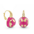 Lauren G. Adams Bamboo Scroll Earrings (Gold/Magenta Pink)